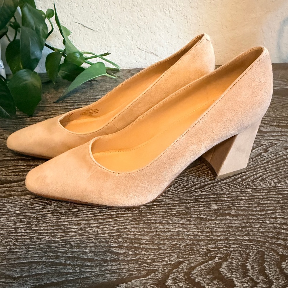 Marc Fisher Nude Suede Pointed Pumps